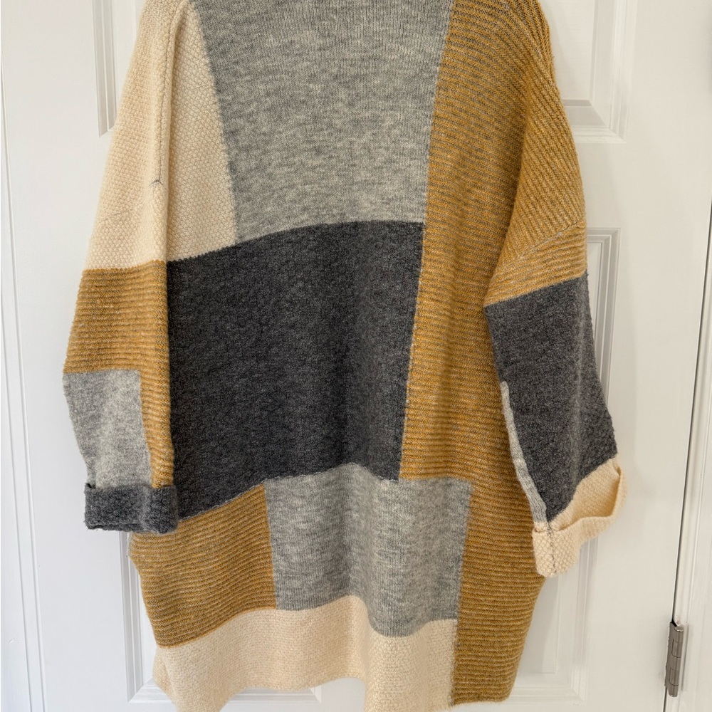 Topshop Patchwork Oversize Open Cardigan Grey Mul… - image 8